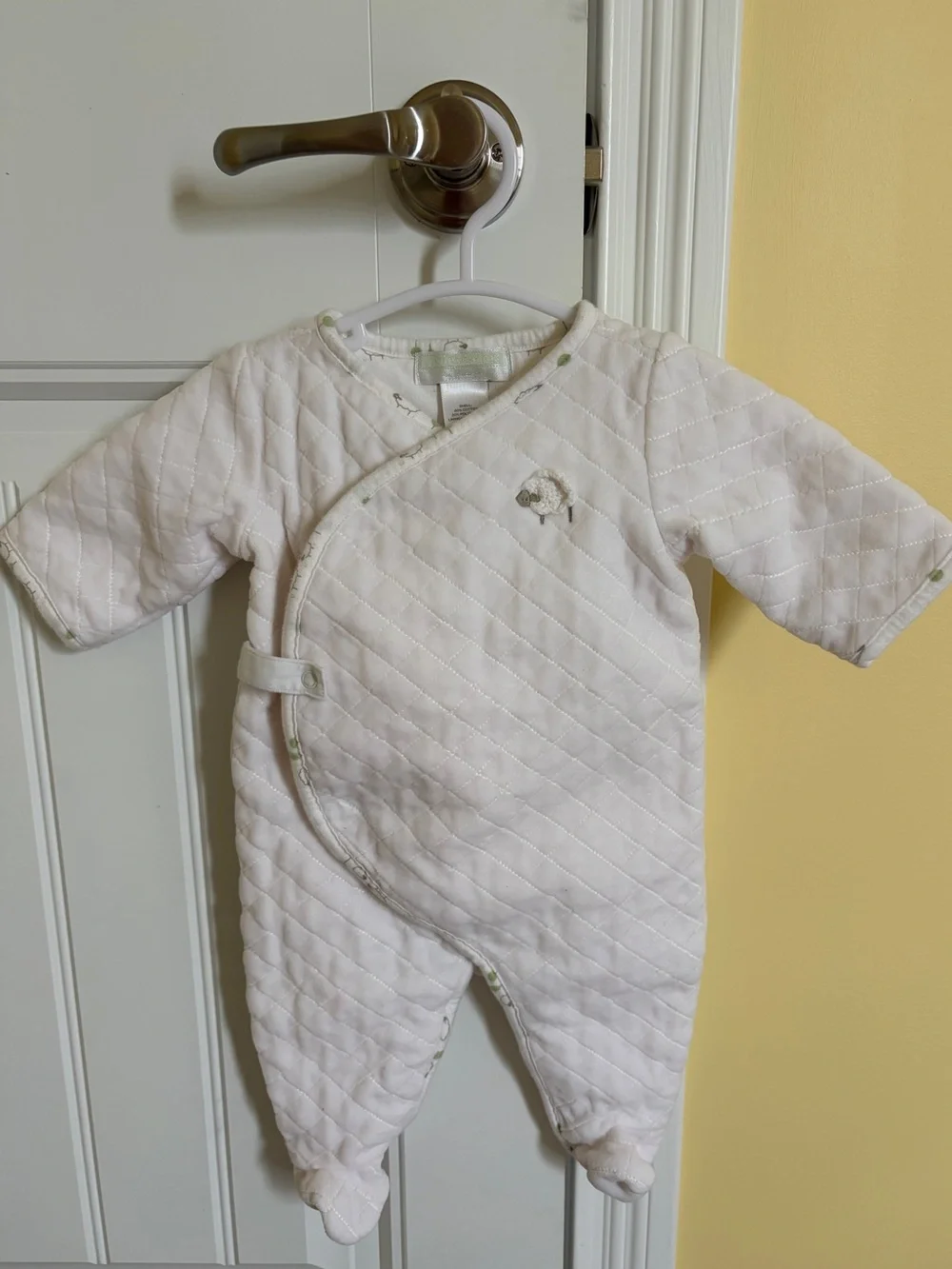 Janie and Jack Quilted Snap Onesie in Ivory & Sheep (size 0-3m)